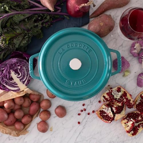 STAUB Cast Iron Round Cocotte, Dutch Oven, 4-quart, serves 3-4, Made in France, Turquoise - Image 5