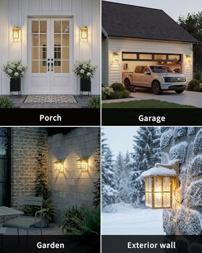 KDG Gold Outdoor Waterproof Modern Patio Wall Light Fixtures Set of 2 - Image 6
