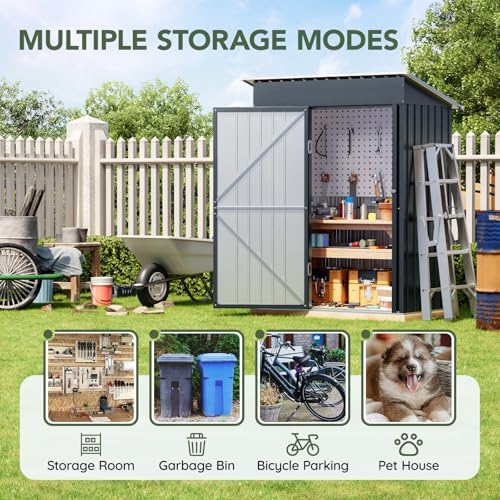 3 x 5 FT Metal Storage Shed for Backyard, Nightblue - Image 3