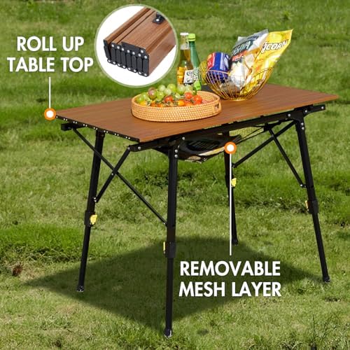 Portal Camping Table, Folding Aluminum Outdoor Table with Mesh Layer - Image 5