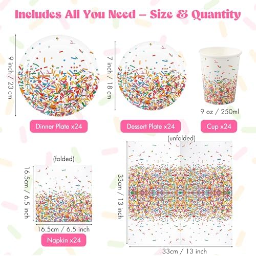 Kochorie 97 PCS Confetti Sprinkles Tableware Set - Image 2