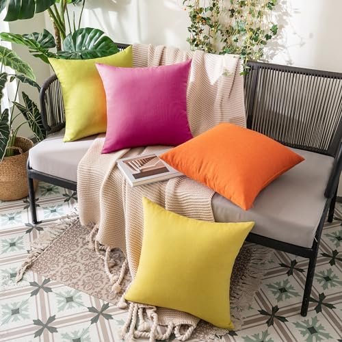 MIULEE Decorative Outdoor Pillow Covers Waterproof 16x16 Hot Pink - Image 4