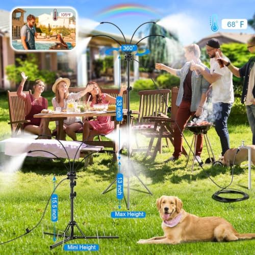 Standing Misters for Outside Patio, Adjustable Height 5.3 FT Stand Misting System for Cooling Outdoor, Water Mister for Mist Playing, Patio Cooling, Backyard - Image 2