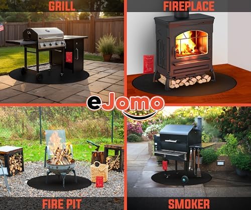 Under Grill Fire Pit Mats for Outdoor Grill Deck Protector - Black Under BBQ Grill Mat w/Fire Blanket & Corner Weights, Double-Sided Fireproof Design, Heat Resistance Up to 2000°F (Round, 40) - Image 7