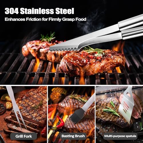Grandpa Gifts, Fathers Day Grandpa Gifts from Grandkids Heavy Duty Grilling Accessories Kit for Backyard BBQ, Thick Stainless Steel Grill Utensils with Non-Slip Handle Tool on Birthday, Christmas - Image 7