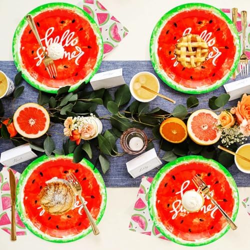 50Pcs Watermelon Party Supplies Watermelon Paper Plate,7" Sweet Water melon Dessert Plates Summer Fruit Plates for Baby Shower Summer Fruit Birthday Party Decor (Red) - Image 6