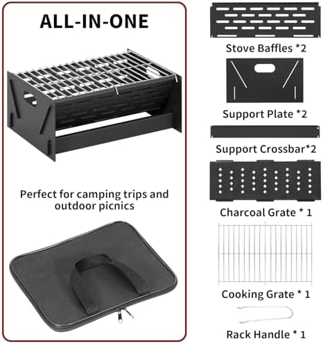 Charcoal Grill Portable Folding with Carry Bag,BBQ Camping Grill Fire Pit - Image 7