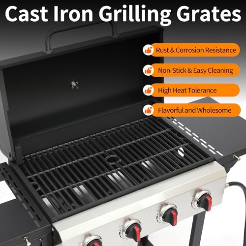4-Burner Propane Gas Grill with Cast Iron Grate - 40000 BTU Output & Easy-Clean Grease Management for Perfect BBQs (4-Burner) - Image 4