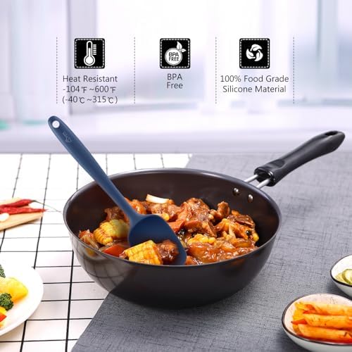 HOTEC 600℉ Heat Resistant Silicone Rubber Spatula Set, Neutral, Set of 5 - Image 4