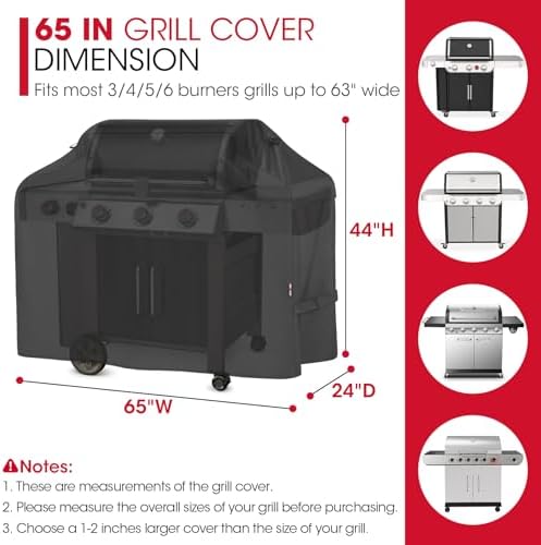 Unicook Waterproof Grill Cover, Heavy Duty Fade Resistant, 65 Inch, Black - Image 2