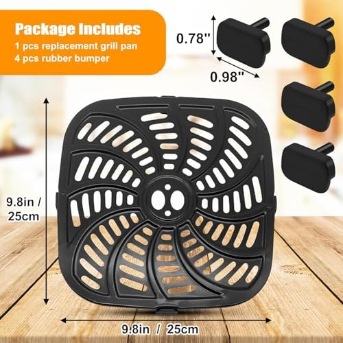 GWY Air Fryer Replacement Tray for Gourmia GAF856 GAF826 Air Fryer, Nonstick 9.8''*9.8'' square Air Fryer Replacement Parts Rack Grill Pan Grill Plate Crisper Plate for Gourmia 8QT Air Fryer - Image 2