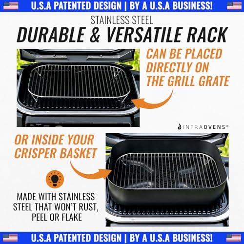 Stainless Steel Rack for Ninja Woodfire Outdoor Grill and Smoker, OG701 OG751 7-in-1 Wood Fire Electric Master Grill Air Fryer Accessories, Dishwasher Safe, by INFRAOVENS - Image 3