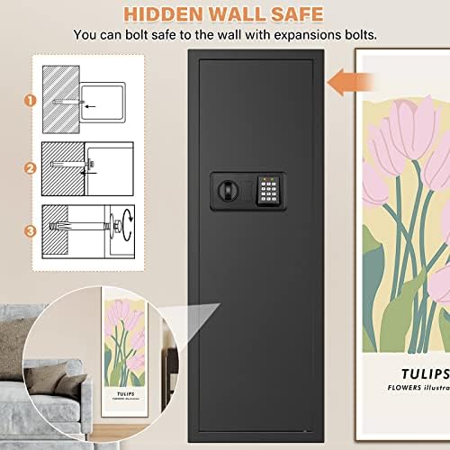 Black 43.3" Tall Fireproof Wall Safe Between Studs 16" Centers - Image 4