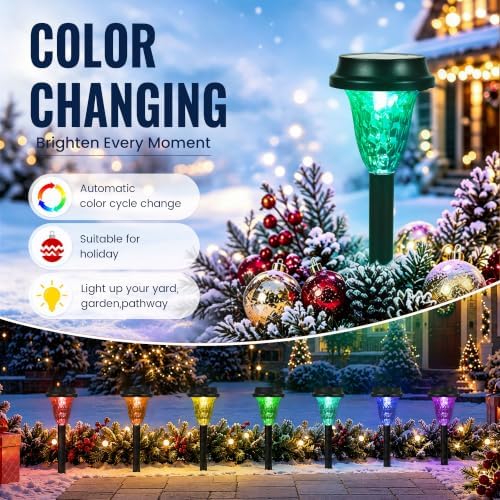 GIGALUMI Solar Christmas Lights Outdoor Waterproof Pathway Lights, 16 Pack - Image 6