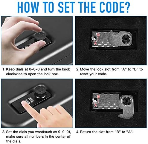 TENAMIC Pistol Safe, Portable Travel Gun Safe, Solid Steel Handgun Lock Box for Home, Gun Safes for Car, Black - Image 4