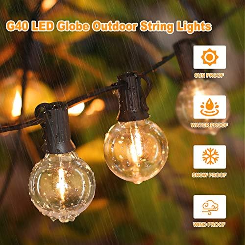 100ft 2-Pack Outdoor String Lights, G40 LED Globe Waterproof Patio Lights - Image 4
