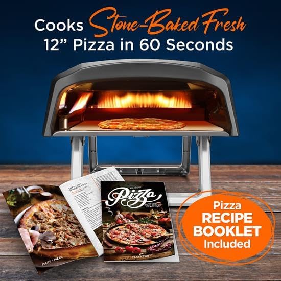 NutriChef Portable Outdoor Gas Pizza Oven - Includes Foldable Feet, Adjustable Heat Control Dial, Burner, Stone & Regulator Hose - Cooks 12" Pizza in 60 Seconds - 25.24'' x 16.14'' x 12.40'' IN - Image 7