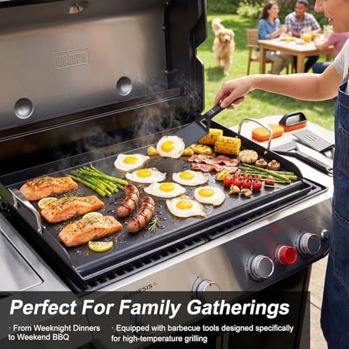 Pre-Seasoned Cast Iron Griddle, 25 x 16 in Flat Top Plate - Image 4