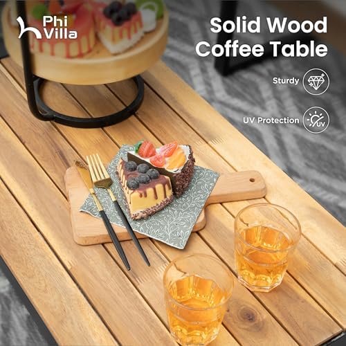 PHI VILLA 4 Piece Brown Wicker Patio Furniture Set with Beige Cushion - Image 5