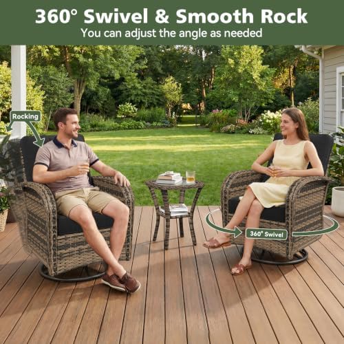 Aoxun 5 Piece Outdoor Patio Furniture Set with Coffee Table, Outdoor Patio Furniture Sets with High Back Swivel Rocker Chairs, Outdoor Sofa Set with Ottoman for Backyard & Garden, Black - Image 3