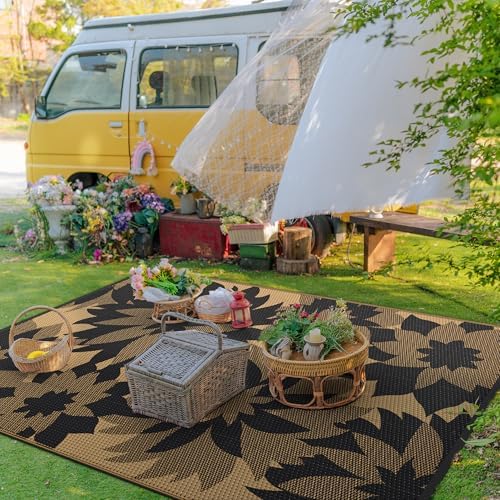 GENIMO Outdoor Rug, Waterproof Plastic Rugs for Patio, 6'x9' Raven Brown - Image 3