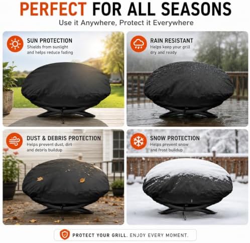 BBQ Grill Cover for Weber Q 2200N 2025-present, Custom Size Portable Barbecue Protector with Drawstring for Tabletop Round Grills, Outdoor Storage - Image 4