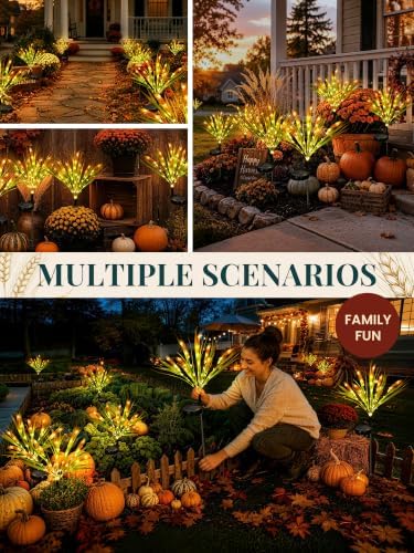 GIGALUMI 2 Pack Solar Wheat Outdoor Fall Decor, 2 Modes, Yellow - Image 6
