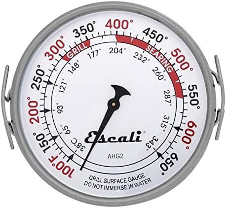 Escali AHG1 Stainless Steel Direct Grill Surface Thermometer, Searing Temperature Zones 100-500F Degree Range NSF Certified by Unknown