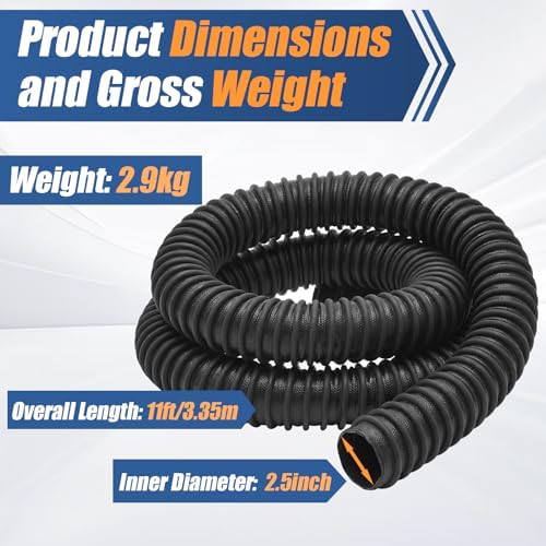 2.5" ID x 11' Length Car Exhaust Hose for Garage - Image 2
