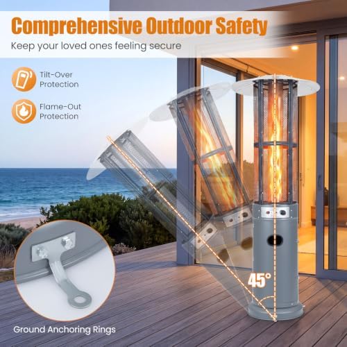 Tangkula Propane Patio Heater with Wheels, Easy Ignition, 34,000 BTU - Image 3