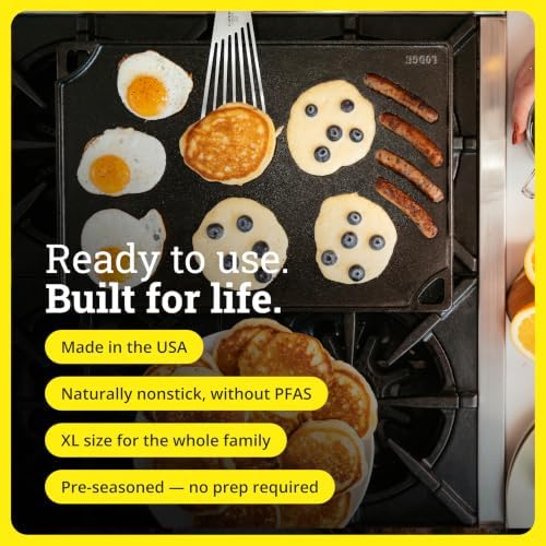 Lodge Reversible Cast Iron Grill/Griddle Pan XL, 16.75 x 11.5 Inches - Image 2