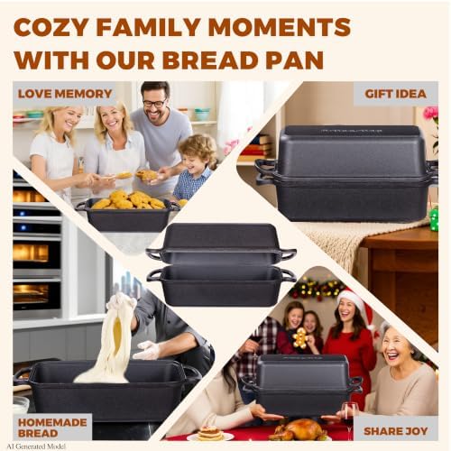 Cast Iron Loaf Pan with Lid, 11x5 Inch 5.8 Qt Pre-Seasoned Pan - Image 6