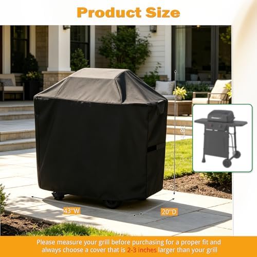Grill Cover for Megamaster 720-1065 2-Burner Propane Gas Grill, Heavy Duty Waterproof All-Weather Protection, Outdoor Fade Resistant BBQ Grill Cover (43" W x 20" D x 38" H) - Image 2