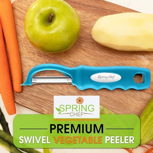 Spring Chef Swivel Vegetable Peeler for Kitchen w/Soft Grip Handle, Teal - Image 7
