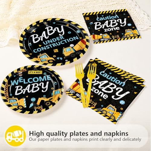 96Pcs Construction Baby Shower Party Decorations, Serves 24 - Image 3