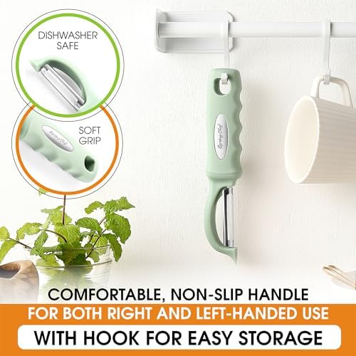 Spring Chef Swivel Vegetable Peeler with Ergonomic Handle, Pistachio - Image 3