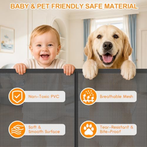EZIGO 100 Inch Retractable Baby Gates Extra Wide Reinforced Baby Dog Gate - Image 4