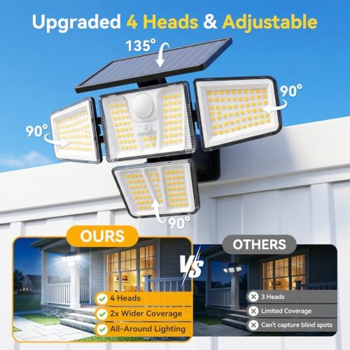 Solar Flood Lights, 3600LM 270° Motion Sensor Outdoor Lights-Remote - Image 2