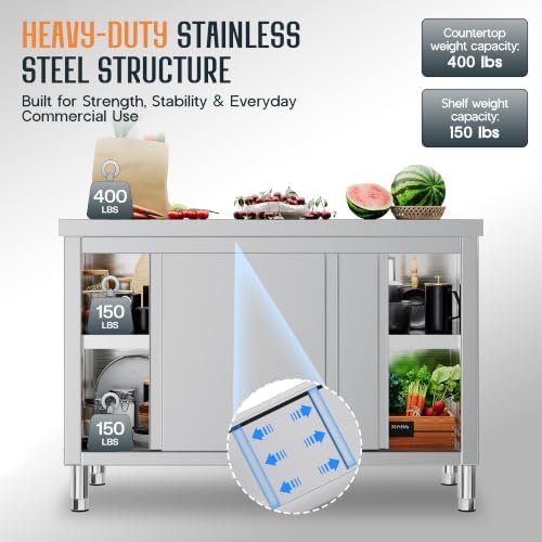 SPECRAFT 48x23x33 Inch Stainless Steel Prep Table Cabinet - Image 5