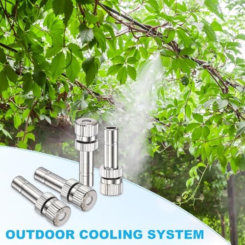 M METERXITY 20-Pack Brass Misting Nozzles, 0.02"/0.5mm Orifice Mister Replacement Heads for Outdoor Cooling System/Landscaping/Humidification/Greenhouse, 6mm Low-Pressure Fog Sprayer Nozzle - Image 6