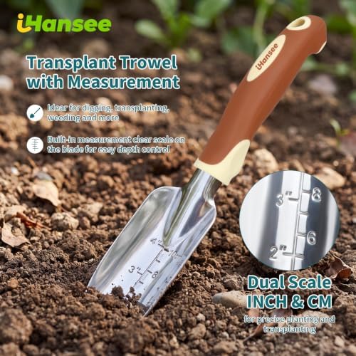 Brown Garden Tool Sets, Aluminum Gardening Hand Tool Kit 4-Piece - Image 3