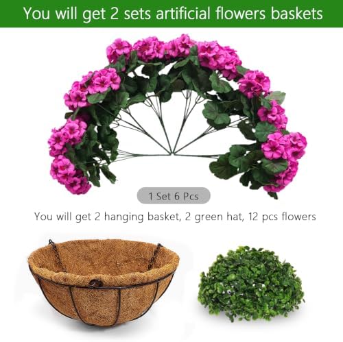 2 Set Artificial Hanging Flowers with Basket for Outdoor Decor - Image 4
