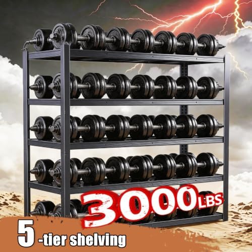 84" H Heavy Duty Wire Garage Shelving, 5-Tier Adjustable Industrial Metal Storage Shelving Unit,Standing Storage Rack for Warehouse and Basement, 24" D x 55" W x 84" H - Image 4