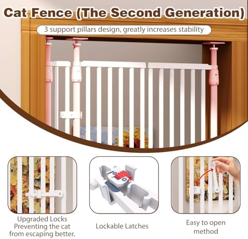 Extra Tall Cat Gate 74.8"-90.5" Height Adjustable Pressure Mounted - Image 6