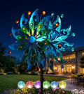87" Large Solar Wind Spinners Outdoor, Peacock Metal Garden Decor by VUFOZ