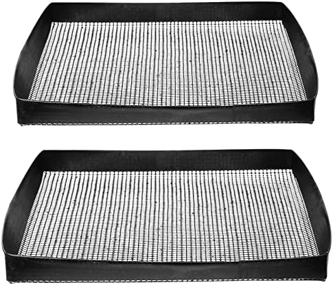 Kamehame Grill Basket Pack of 2 Non-stick Mesh Tray for Grilling & Baking, Black Heat-Resistant Grilling Mats for Outdoor Barbecue, Crispy Basket, Meat Vegetable Grill Mesh by Kamehame