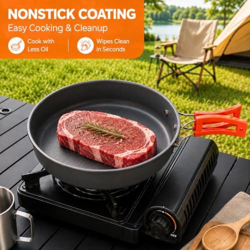 Lightweight Camping Cookware Set for 1-2 People, Hard-Anodized - Image 4