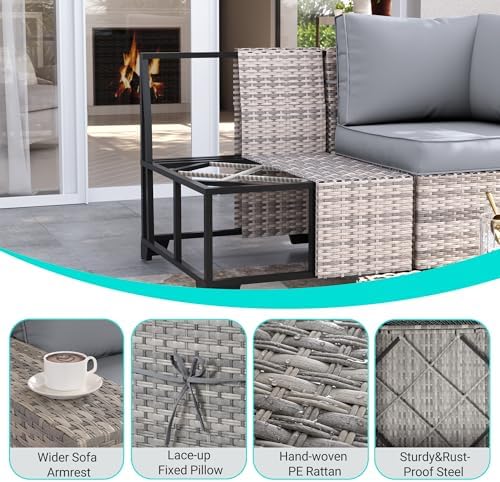 Outdoor Patio Furniture Set PE Wicker Rattan Outdoor Sectional Sofa - Image 4