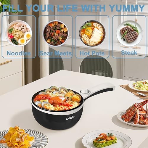 Dezin Hot Pot Electric, 1.5L Non-Stick Portable Electric Pot, Dual Power - Image 6