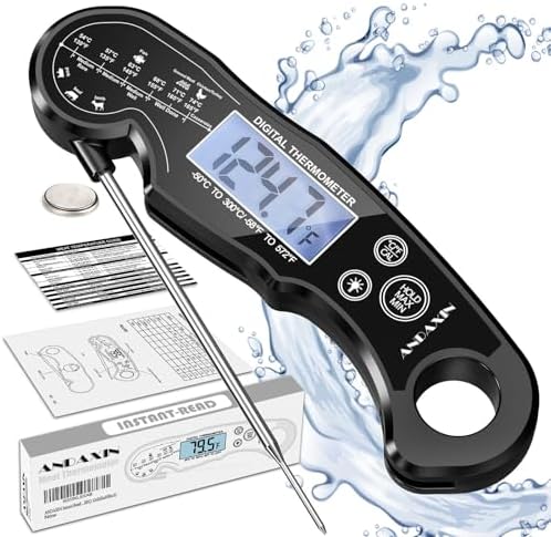 Meat Thermometer Digital - Fast Instant Read Food Thermometer for Cooking, Candy, Outside Grill, and Roast, Digital Food Thermometer with Backlight LCD & Calibration by ANDAXIN